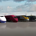modern high-speed rail high-speed rail maglev train 3d model