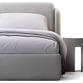 Elegant Modern Double Bed With Comfortable Bedding Pillows And Side Table
