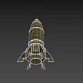 Military Weapon Green Bomb With Yellow Stripes And Metallic Rear Fins Structure Design