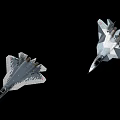 Modern Fighter Jet Flying Over Green Fields And Mountain Landscape With Insignia On Wings