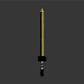 Detailed Yellow Decorative Sword With Engravings And Black Base Red Accent
