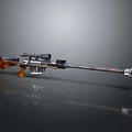 Modern Sniper Rifle With Sniper Scope Wooden Handle And Silver Metallic Barrel Design