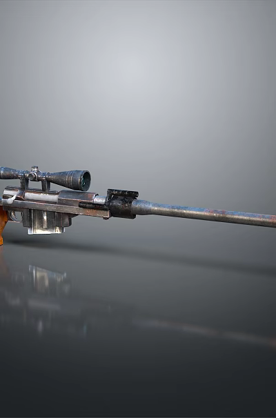 Modern Sniper Rifle With Sniper Scope Wooden Handle And Silver Metallic Barrel Design 3d model