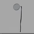 Round Mirror with Black Slim Stand and White Line at the Bottom