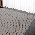 Modern Stylish Square Carpet With Light Gray And Black Striped Pattern On Dark Wooden Floor