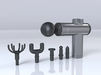 Professional Sports Equipment Massage Gun with Various Attachments for Fitness Recovery 3d model