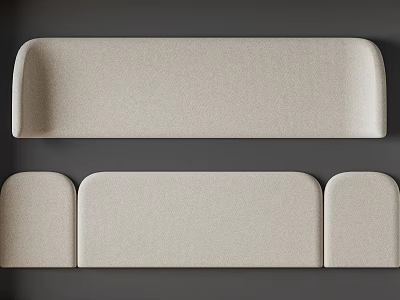 Modern Beige Upholstered Furniture Backrest Components With Curved Edges And Soft Padding 3d model