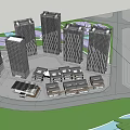 Vibrant Commercial Street With Modern High Rise Buildings And Pedestrian Activity At Night