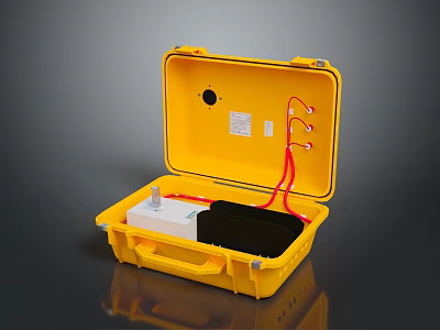 Yellow Open Toolbox with Internal Accessories Cables and Storage Box for Household Supplies 3d model