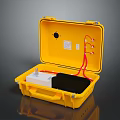 Yellow Open Toolbox with Internal Accessories Cables and Storage Box for Household Supplies