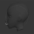 Realistic Gray Model Head with Detailed Nose and Brown Curly Mustache
