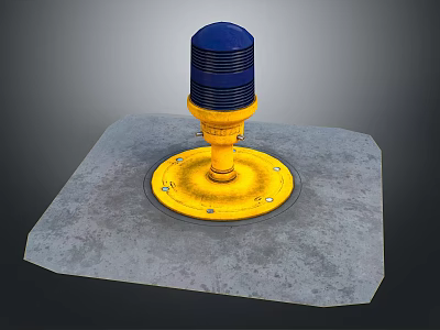 Industrial Lighting Fixture Combination With Yellow Base And Blue Top On Gray Platform 3d model