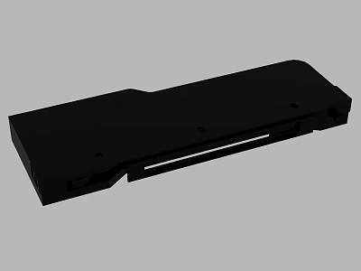 Black Rectangular Industrial Component With Smooth Surface Groove And Mounting Holes 3d model
