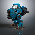 Smart Machine Robot With Blue Metallic Body And Detailed Mechanical Design