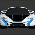Sleek Modern Sports Car With Blue And White Body And Rear Spoiler