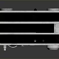 Classic Vintage Electronic Radio With Silver Knobs And Black Panel Design