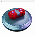 Stylish Entertainment Electronics Red Game Controller on Circular Base with Blue Light