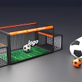 Fun Interactive Area With Soccer Goal Logo Green Grass And Multiple Soccer Balls