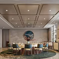 New Chinese-style private room Dining space Large private room 3d model