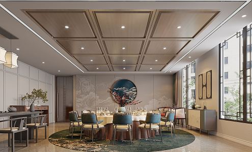 New Chinese-style private room Dining space Large private room 3d model