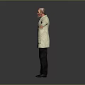 Game Movie Character Elderly Male With Glasses Gray Hair In White Lab Coat Outstretched Arms