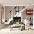 Modern Apartment Living Room With Sofa Artwork And Plants