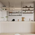 Modern Interior Design With Wall Mounted Open Shelving Units Holding Glassware And Plants