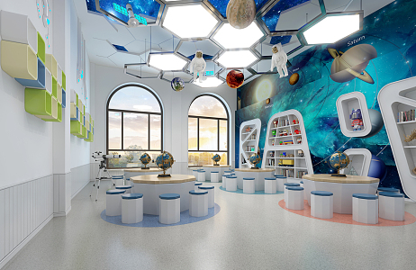 Modern Kindergarten Science Classroom 3d model