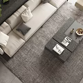Modern Living Dining Room Interior With Beige Sofa Coffee Table Green Plant And Mountain View