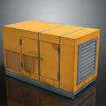 Industrial Computer Cabinet With Yellow Metal Doors And Ventilation Grilles