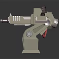 Mechanical Weapon 3D Model with Cannon Barrel and Stable Metallic Stand 3d model