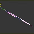 Traditional Japanese Sword with Black Handle and Silver Engraved Blade on Dark Background