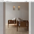 Modern Minimalist Leisure Chairs With Wooden Frame And Light Cushions In Neutral Interior Space