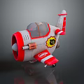 Cute Red And White Cartoon Airplane With Propeller Cockpit Window Wing And Badge
