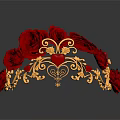 Elegant Crown With Red Roses Golden Decorations And Heart Shaped Patterns