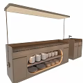 Modern Kitchen Cabinet With Stone Countertop Open Shelves And Dish Storage 3d model