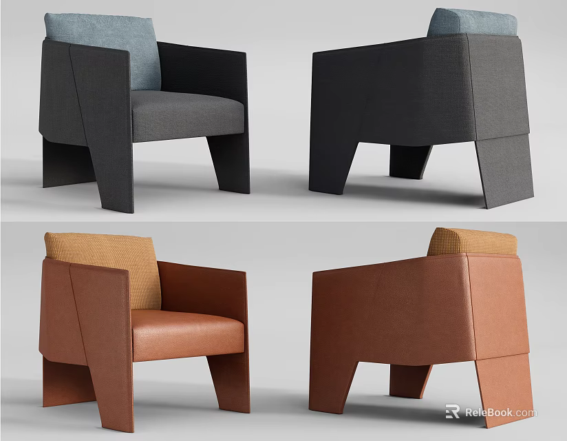 Modern Minimalist Accent Chair With Multiple Color Options And Comfortable Seating Design 3d model 