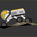 Lunar Rover With Yellow Top White Body And Large Wheels On Moon Sandy Terrain