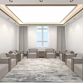 Modern Conference Room Interior With Comfortable Sofas Large Window And Area Carpet 3d model