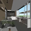Cafe Dining Space 3d model