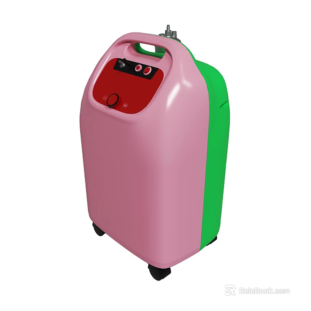 Pink Green Compact Portable Appliance With Control Panel And Wheels 3d model 