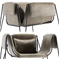 Gray Leather Accent Chair With Black Metal Frame Modern Design Armrests And Comfortable Seat