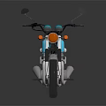 Vintage Teal Motorcycle with Black Leather Seat Chrome Exhaust Round Headlights and Rearview Mirrors