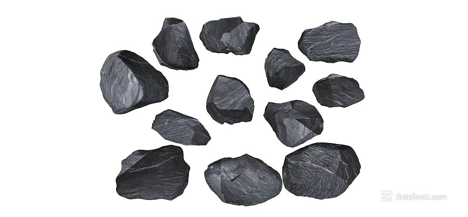Natural Black Stone and Wood Materials for Creative Home Decor Projects 3d model 