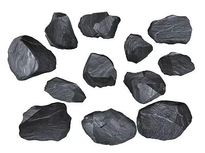 Natural Black Stone and Wood Materials for Creative Home Decor Projects 3d model