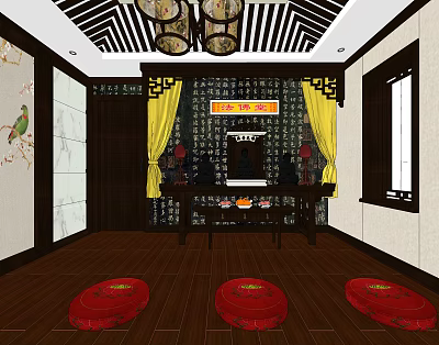 New Chinese Buddhist Hall 3d model