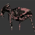 Futuristic Pink And Black Mechanical Spider Game Movie Character With Long Legs