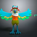 Vibrant Parrot Flying Creature Wearing Pilot Hat Goggles Orange Vest Green Pants And White Scarf