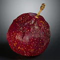 Fresh Ripe Red Passion Fruit With Yellow Spots And Brown Stem On Dark Background