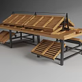 Wooden Storage Shelving With Metal Frame And Multi Tiered Display Design